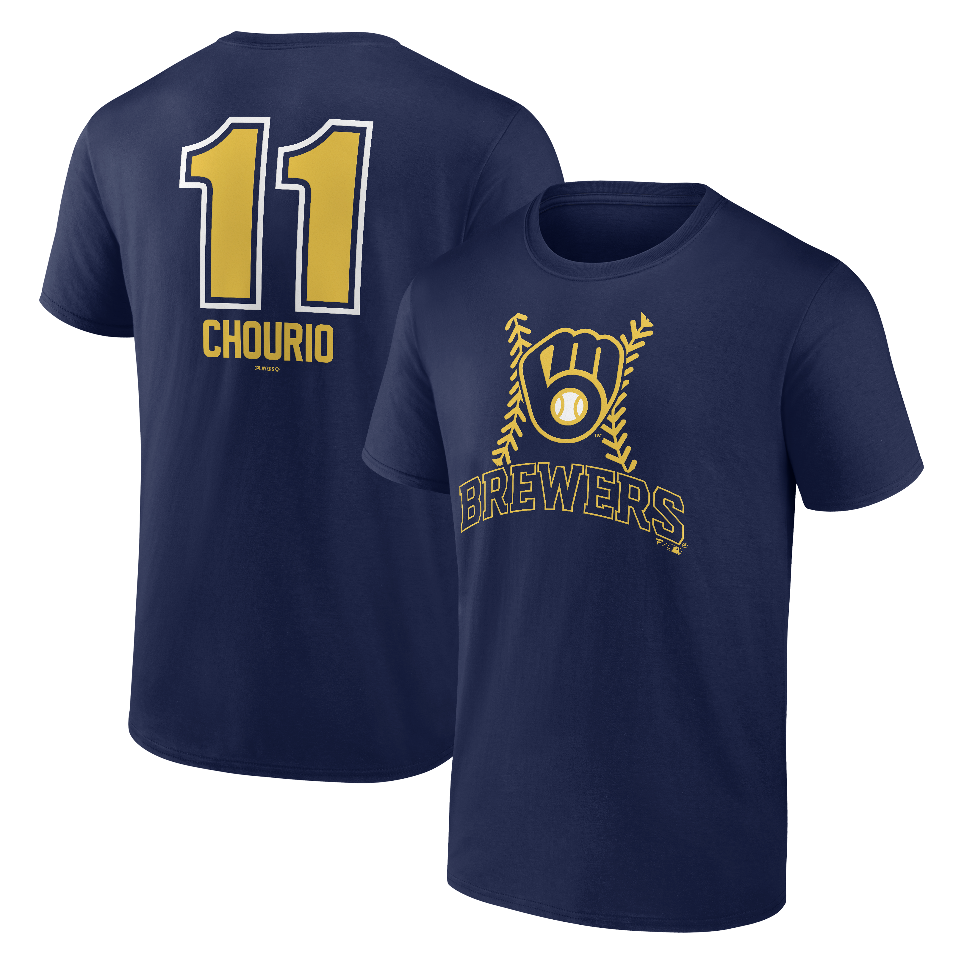 Men's Jackson Chourio Navy Milwaukee Brewers Fastball Player Name & Number T-Shirt