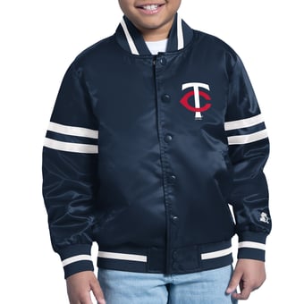 Youth Starter  Navy Minnesota Twins Team Logo Full-Snap Satin Varsity Jacket