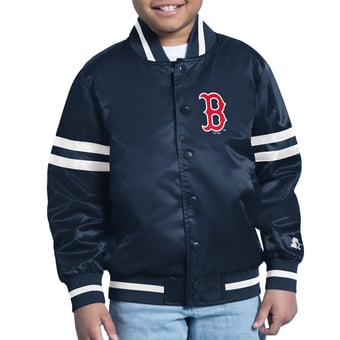 Youth Starter  Navy Boston Red Sox Team Logo Full-Snap Satin Varsity Jacket