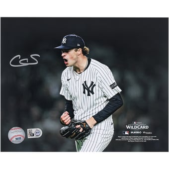 Cam Schlittler New York Yankees Autographed 8" x 10" 2025 MLB American League Wild Card Series Strikeout Celebration Spotlight Photograph