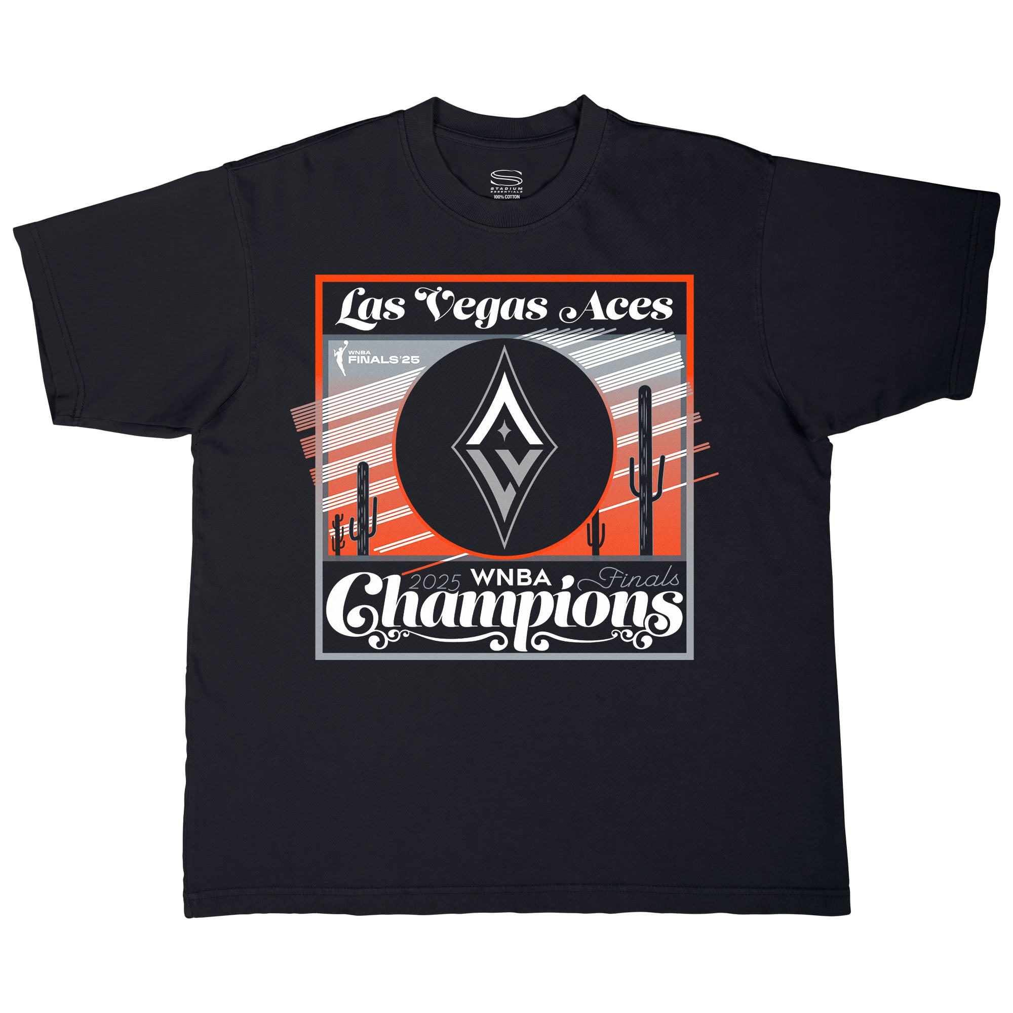 Unisex Stadium Essentials  Black Las Vegas Aces 2025 WNBA Finals Champions Sunset Urban Premium Relaxed Fit T-Shirt