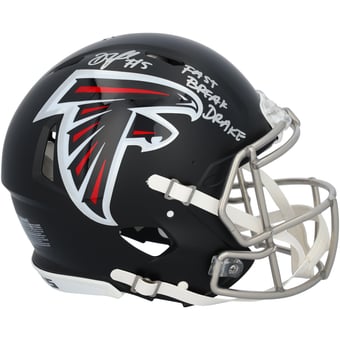 Drake London Atlanta Falcons Autographed Riddell Speed Authentic Helmet with "Fast Break Drake" Inscription