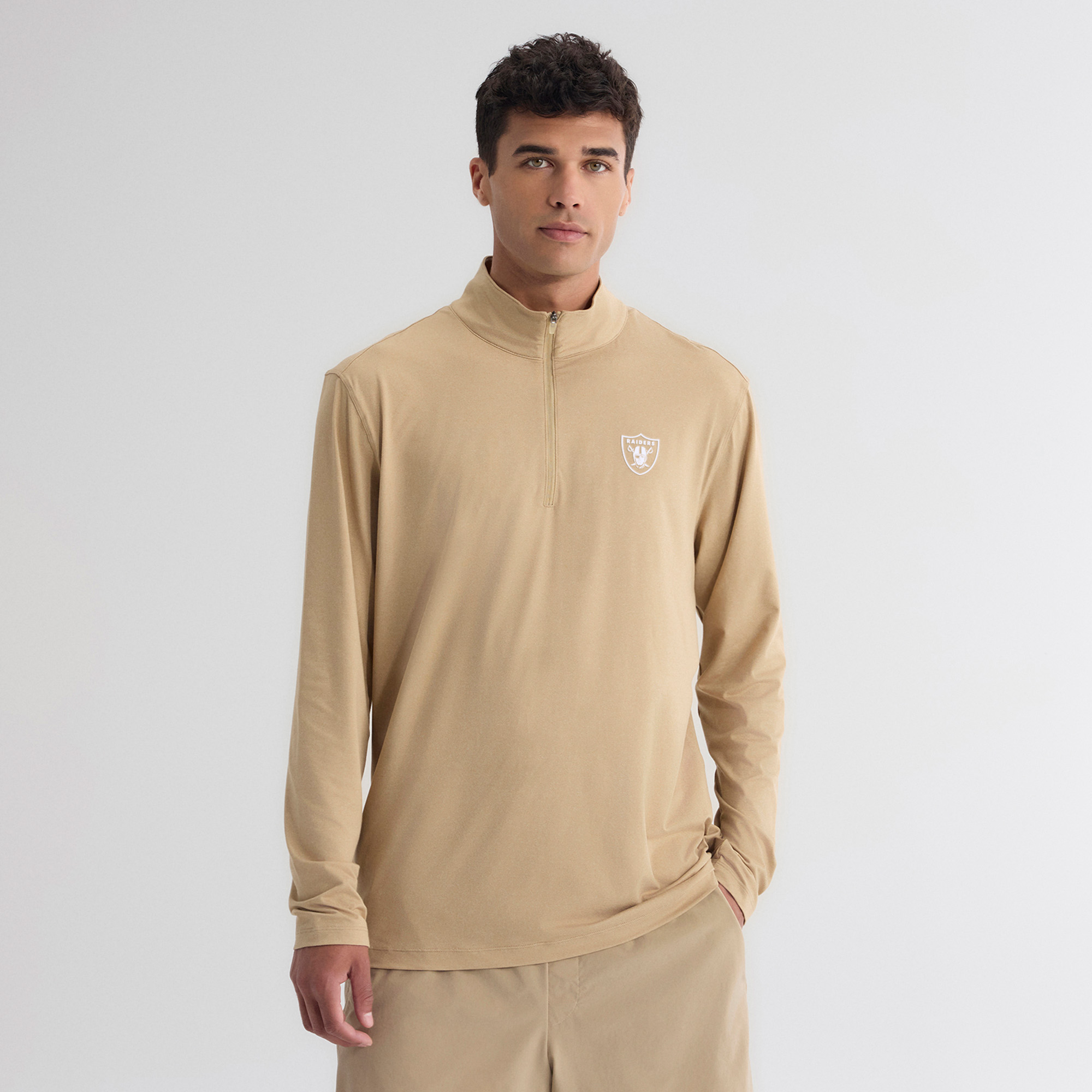 Men's Fanatics Tan Las Vegas Raiders Clutch Quarter-Zip Pullover