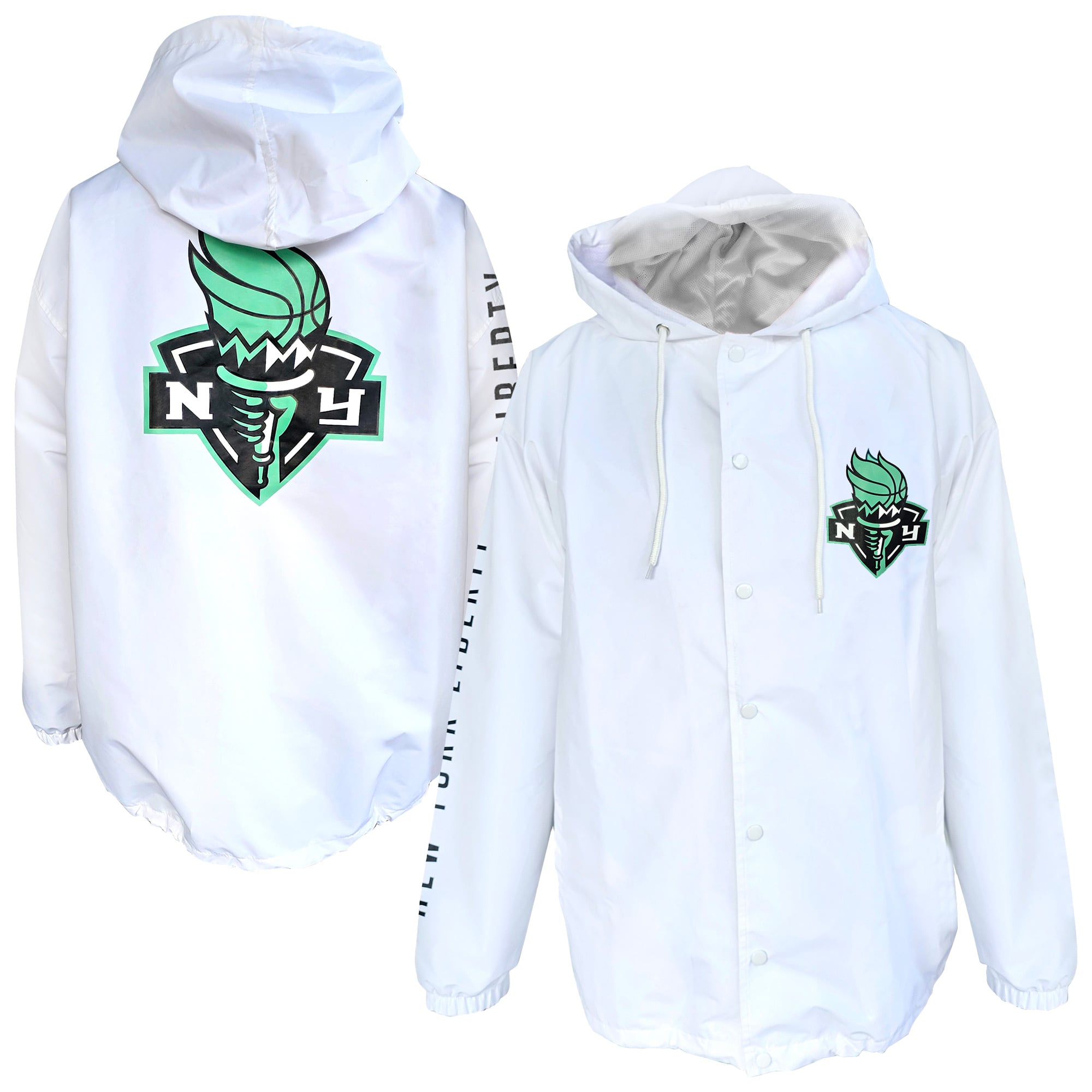 Fanatics Men's White New York Liberty Logo Full-Snap Nylon Jacket - White