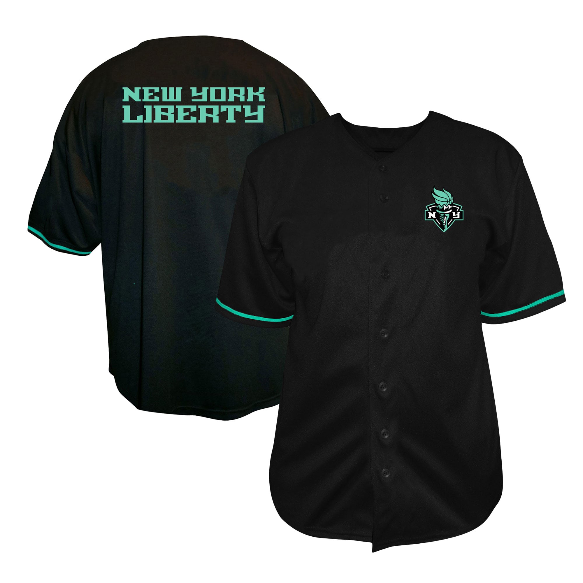 Men's Fanatics Black New York Liberty Big & Tall Full-Button Fashion Jersey