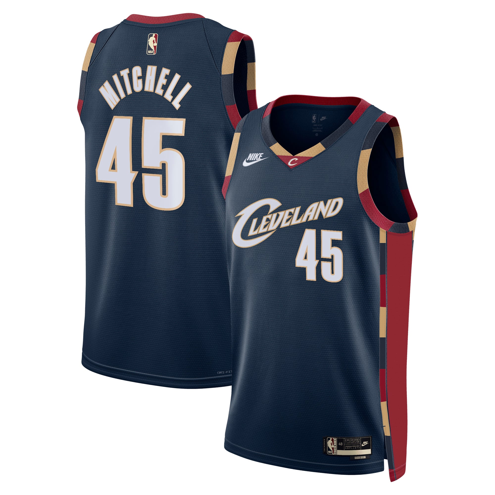 Maillot Nike Édition Classique des Cavaliers de Cleveland - Bleu marine - Donovan Mitchell - Unisexe