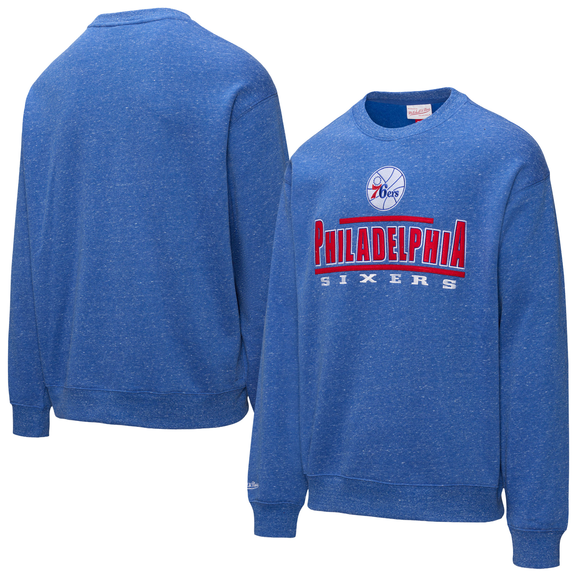 Men's Mitchell & Ness Royal Philadelphia 76ers Throw It Back Fleece Sweatshirt