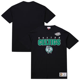 Men's Mitchell & Ness  Black Boston Celtics Hardwood Classics Throw It Back Premium T-Shirt