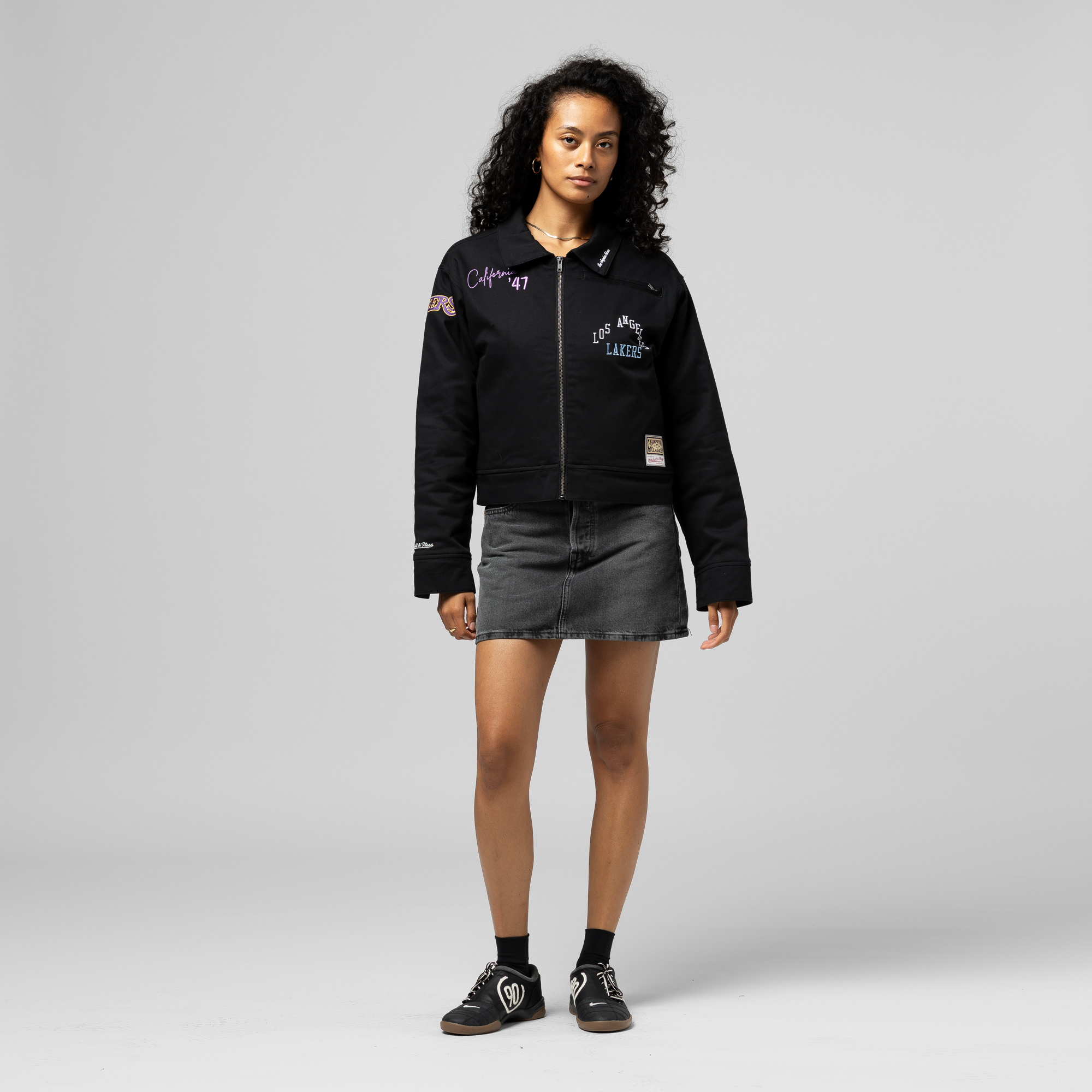 Women's Mitchell & Ness Black Los Angeles Lakers Full-Zip Mechanic Jacket