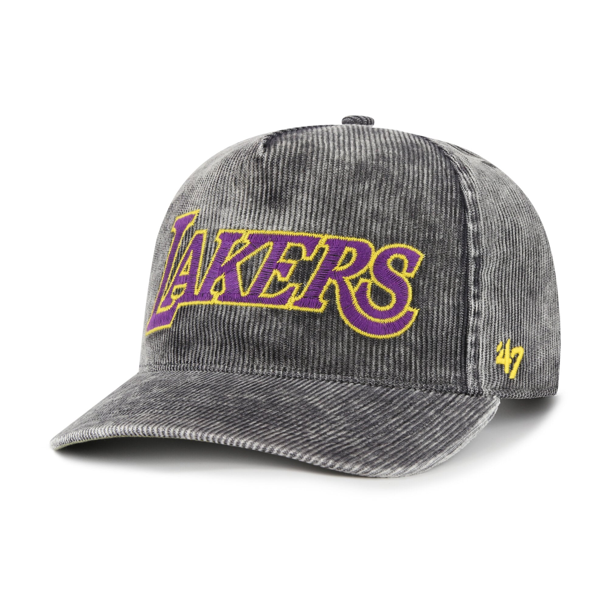 Men's '47  Charcoal Los Angeles Lakers Reclaim Snow Wash Corduroy Adjustable Hitch Hat