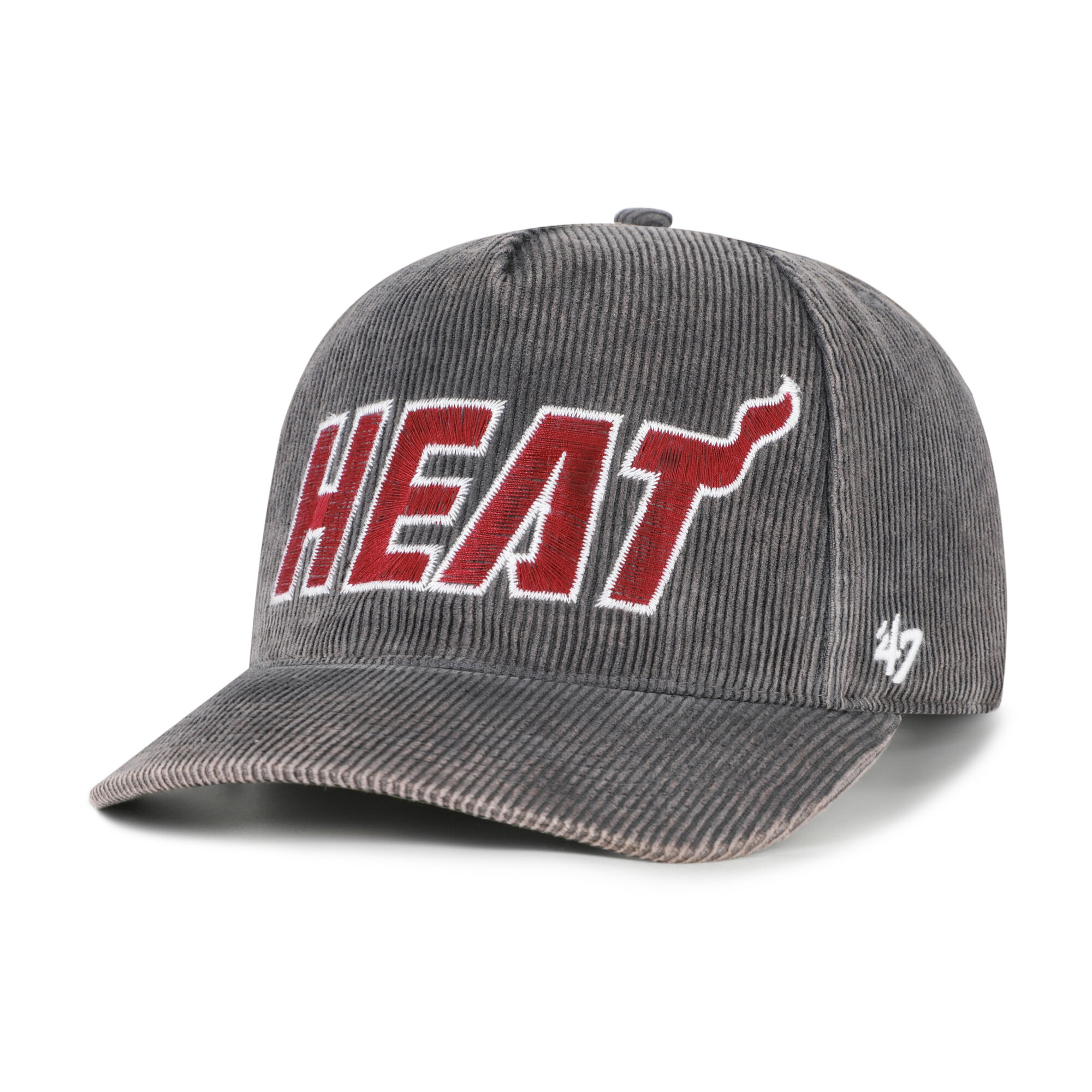 '47 Brand Men's Charcoal Miami Heat Reclaim Snow Wash Corduroy Adjustable Hitch Hat - Charcoal