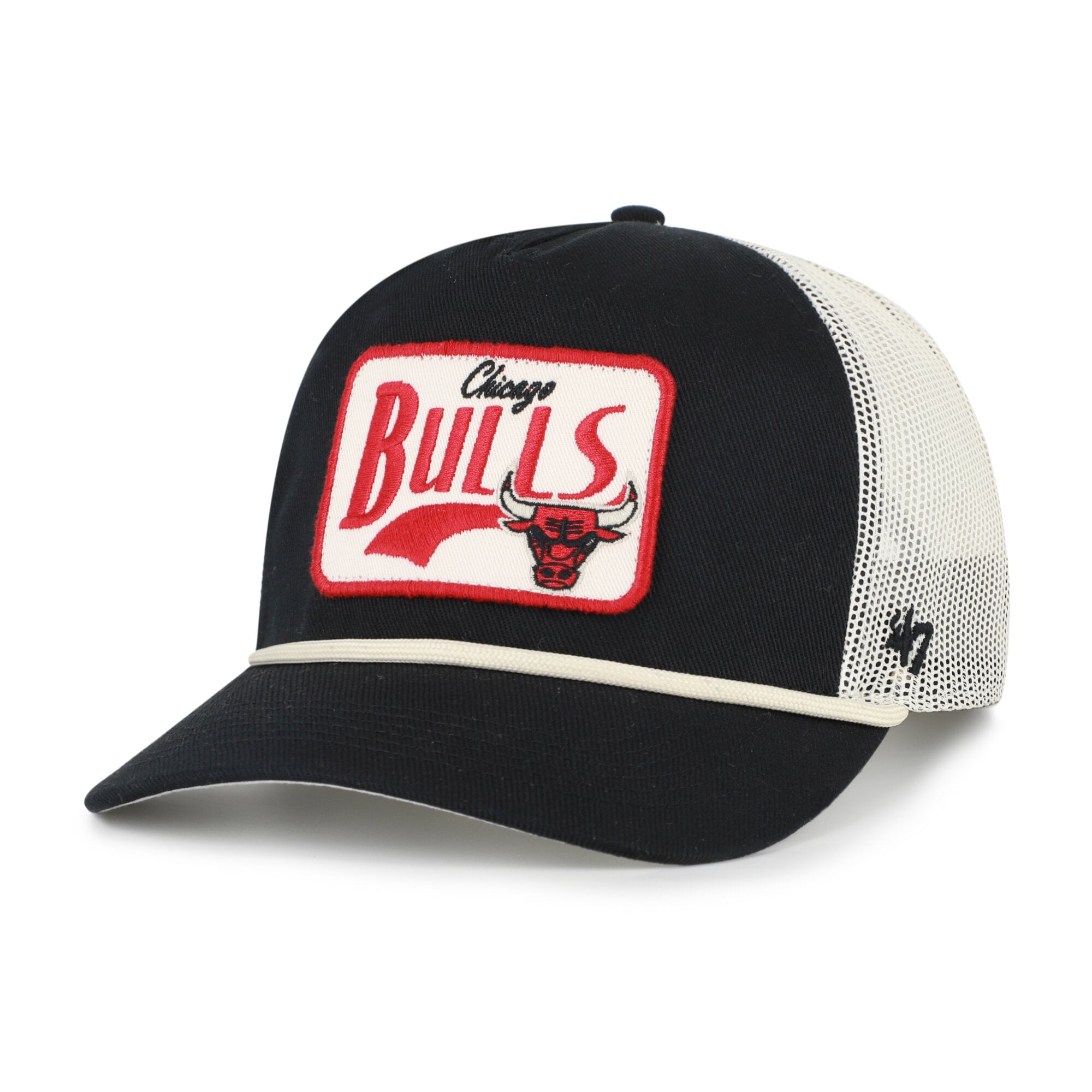 Men's '47 Black Chicago Bulls Emmett Heavy Twill Trucker Hitch Adjustable Hat