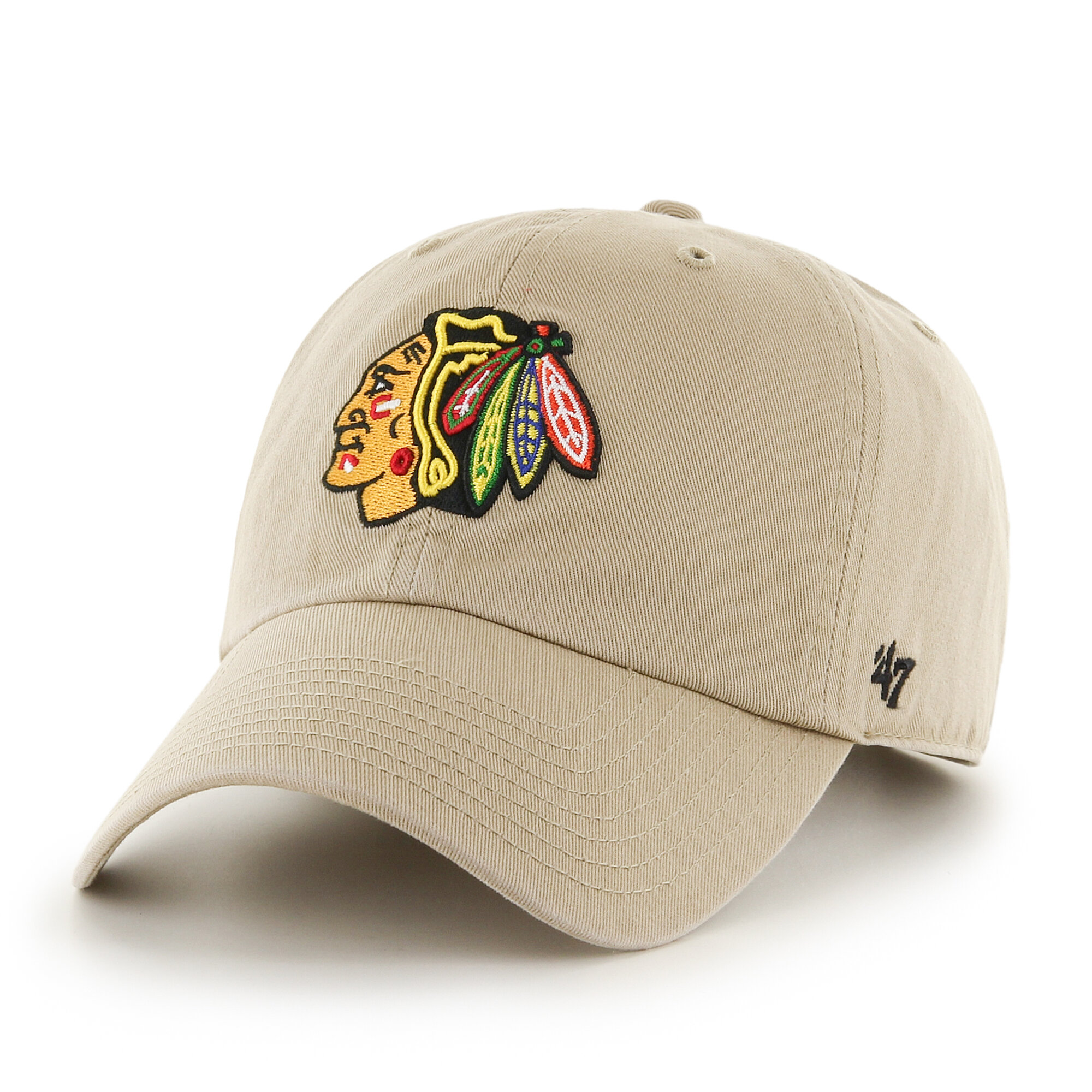 Men's '47  Khaki Chicago Blackhawks Logo Clean Up Adjustable Hat