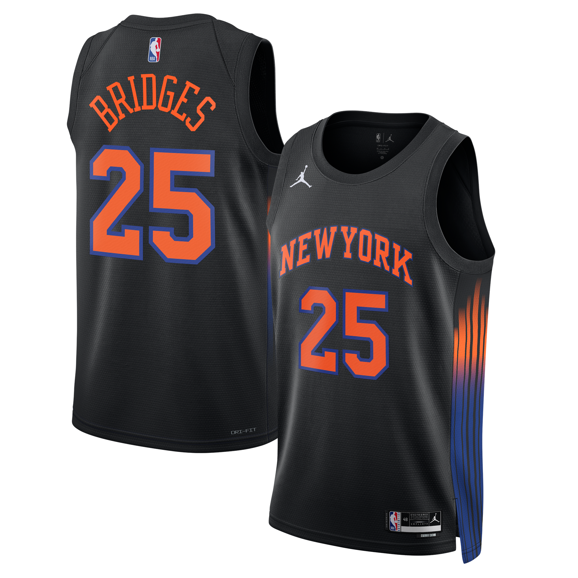 New York Knicks Jordan Brand Statement Edition Trikot – Schwarz – Mikal Bridges – Unisex