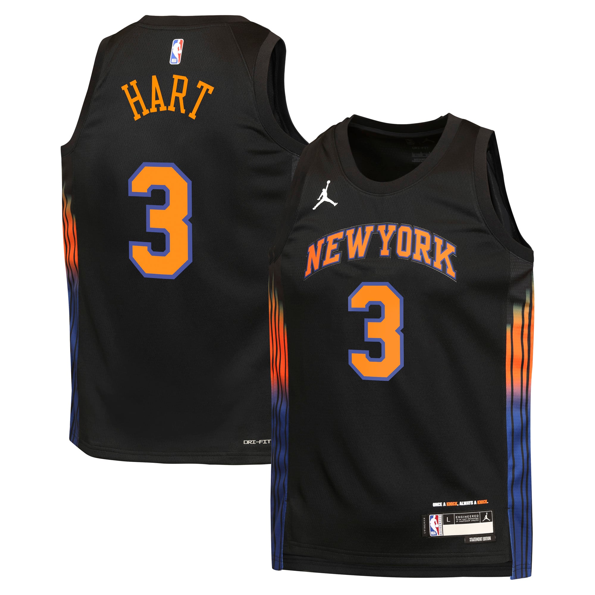 New York Knicks Jordan Brand Statement Edition Trikot – Schwarz – Josh Hart – Jugend