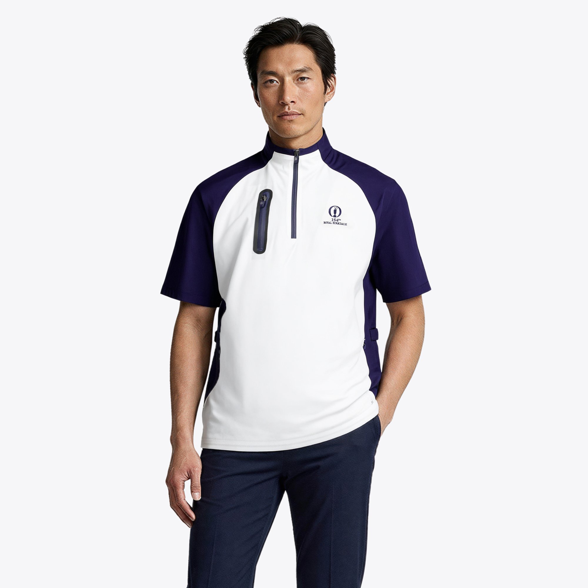 Maglia antivento a mezza manica The 154th Open Royal Birkdale Proquip - Bianco/Blu Navy