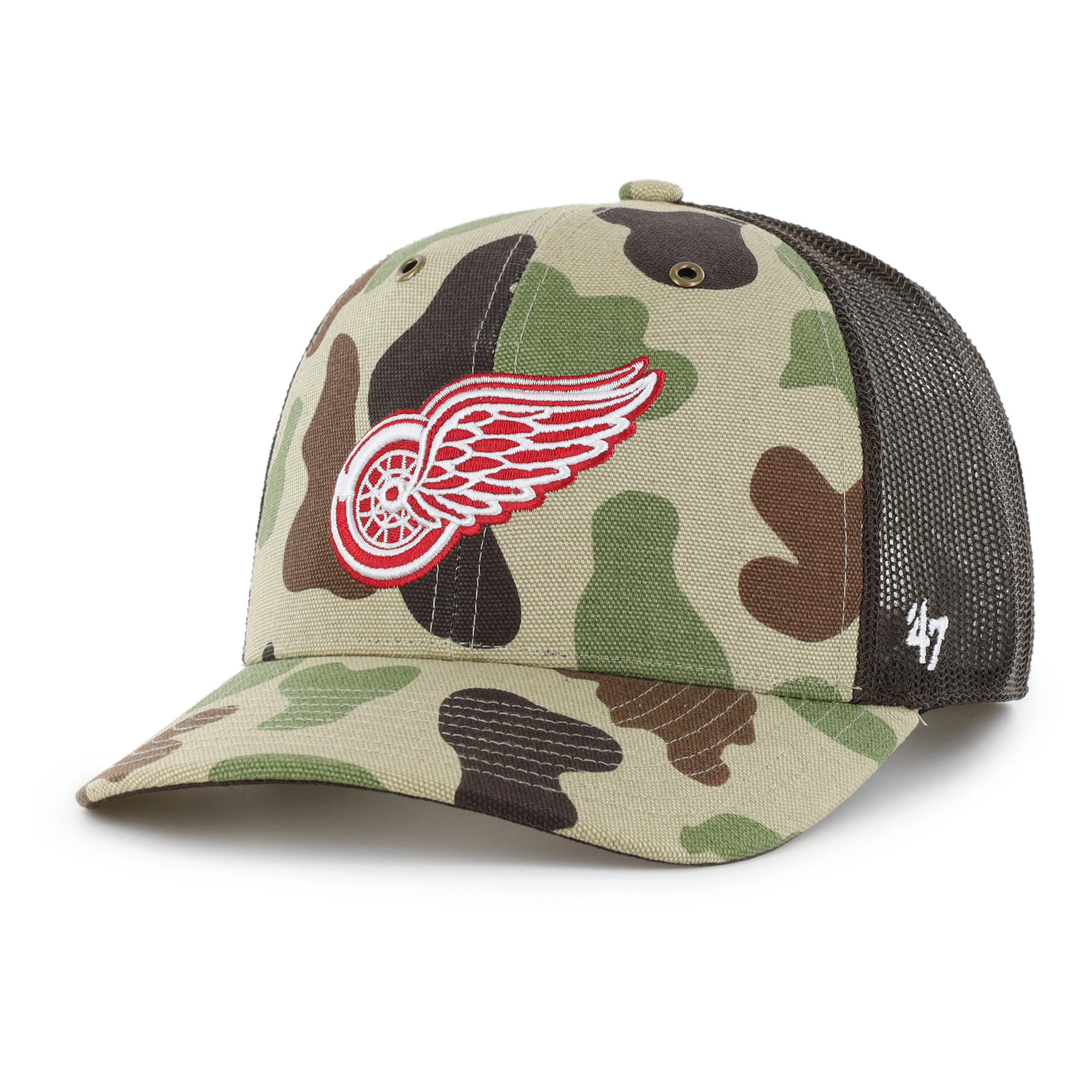 Men's Carhartt x '47 Duck Camo Detroit Red Wings Adjustable Trucker Hat