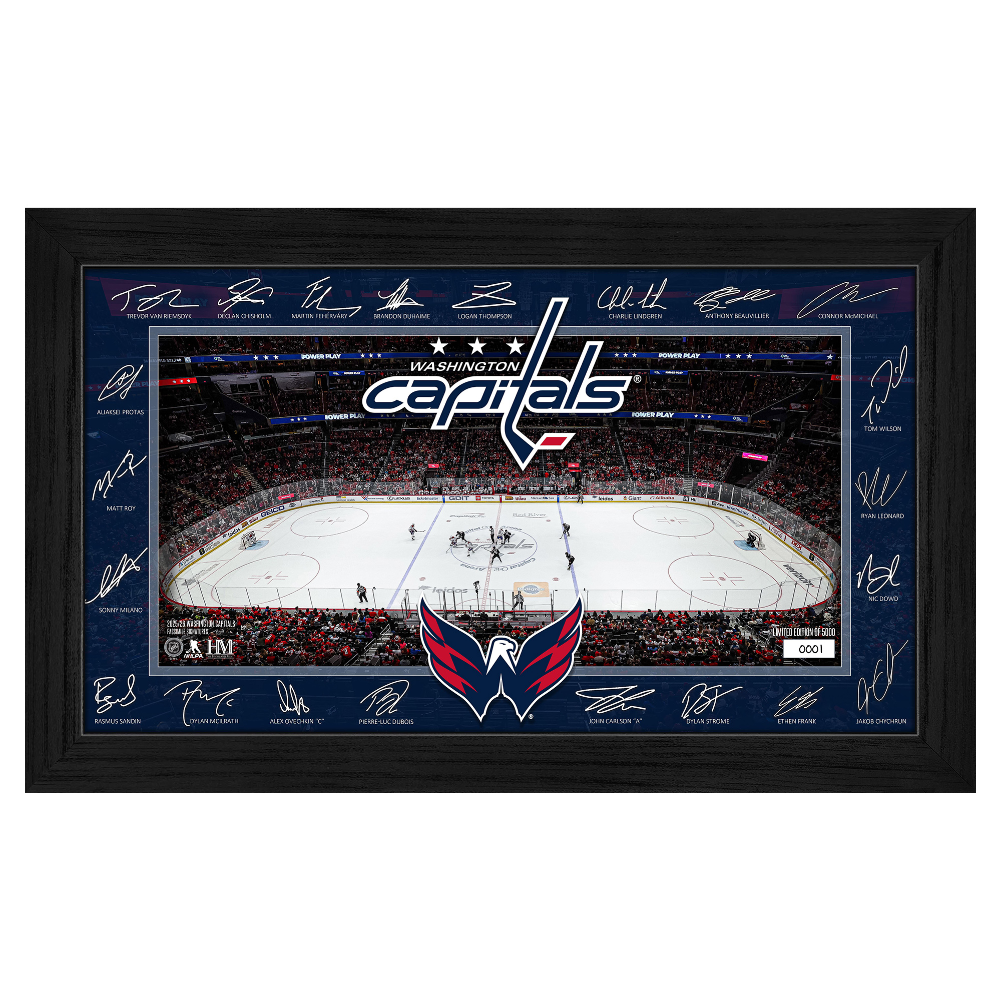 Highland Mint  Washington Capitals Limited Edition 2025 Facsimile Signature Rink Framed Photograph