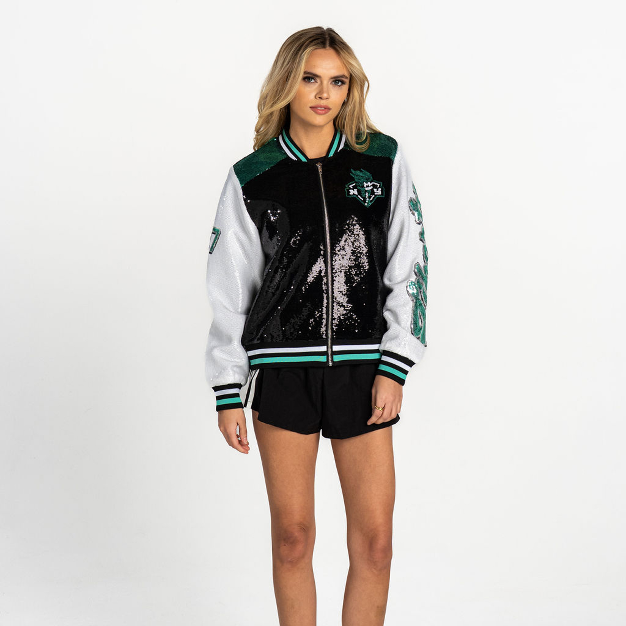 Women’s The Wild Collective Black New York Liberty Sequin Jacket Women’s The Wild Collective Black New York Liberty Sequin Jacket
