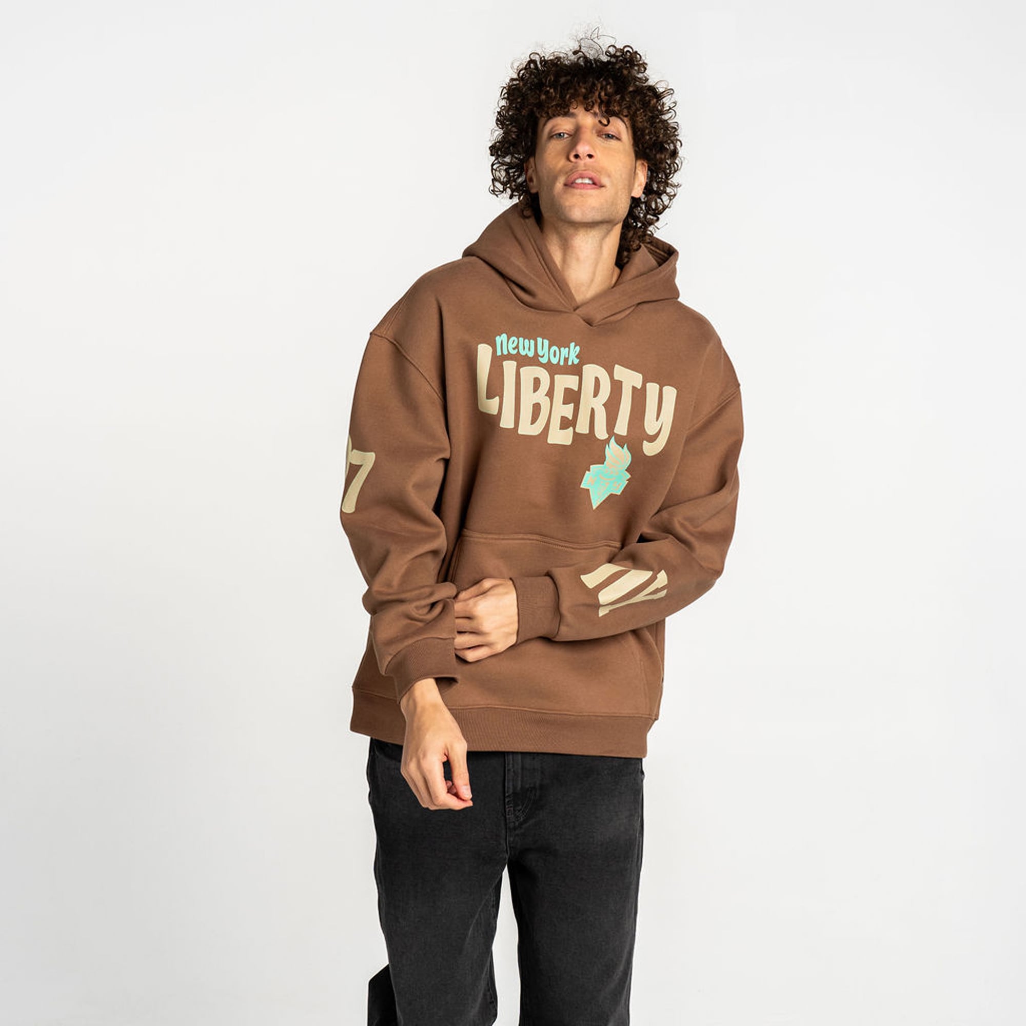 Unisex The Wild Collective Brown New York Liberty Washed Fleece Hoodie