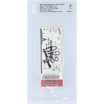 "Albert Pujols St. Louis Cardinals Autographed Career HR 400 Beckett Fanatics Witnessed Authenticated Auto 10 Ticket from August 26, 2010 with ""400th Career HR"" Inscription"