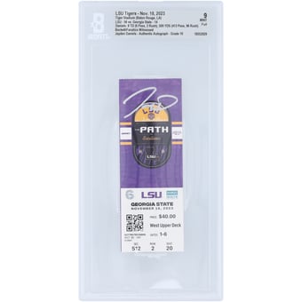 Jayden Daniels LSU Tigers Autographed 509 Total Yards, 8 Total Touchdown Game Beckett Fanatics Witnessed Authenticated 9/10 Ticket from November 18, 2023