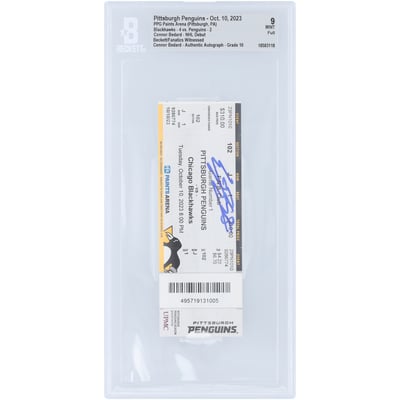 Connor Bedard Chicago Blackhawks Autographed NHL Debut Beckett Fanatics Witnessed Authenticated 9/10 Ticket from October 10, 2023