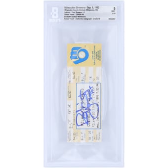 Robin Yount Milwaukee Brewers Autographed Career Hit 3,000 Beckett Fanatics Witnessed Authenticated 9/ Ticket from September 9