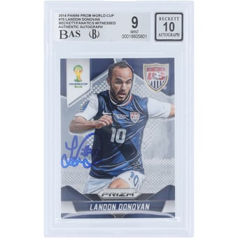 Landon Donovan USMNT Autographed 2014 Panini Prizm World Cup #70 Beckett Fanatics Witnessed Authenticated /10 Card