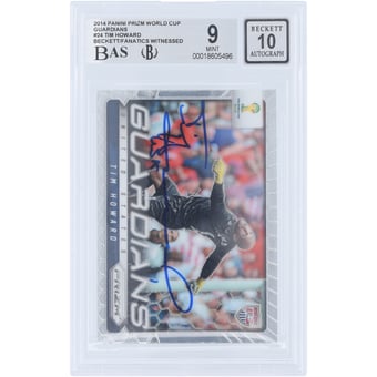 Tim Howard USMNT Autographed 2014 Panini Prizm World Cup Guardians #24 Beckett Fanatics Witnessed Authenticated 9/10 Card