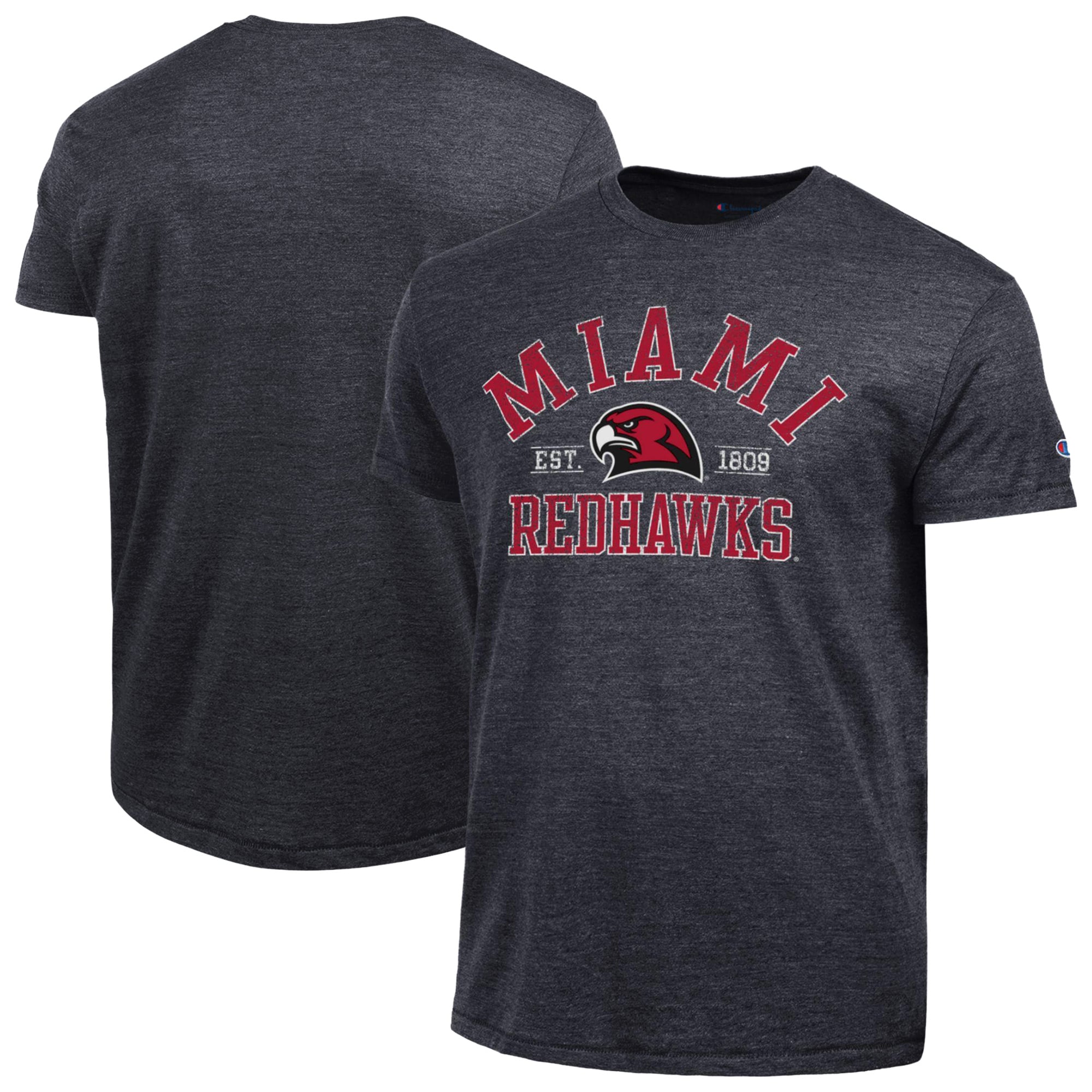 Men's Champion Black Miami University RedHawks Ultimate Triblend T-Shirt