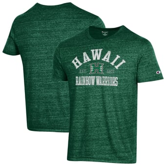 Men's Champion Green Hawaii Rainbow Warriors Ultimate Triblend T-Shirt
