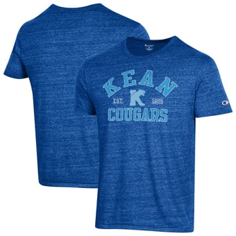 Men's Champion Blue Kean University Cougars Ultimate Triblend T-Shirt