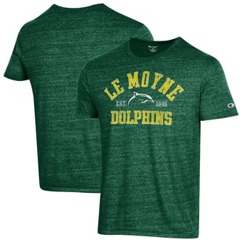 Men's Champion Green Le Moyne Dolphins Ultimate Triblend T-Shirt