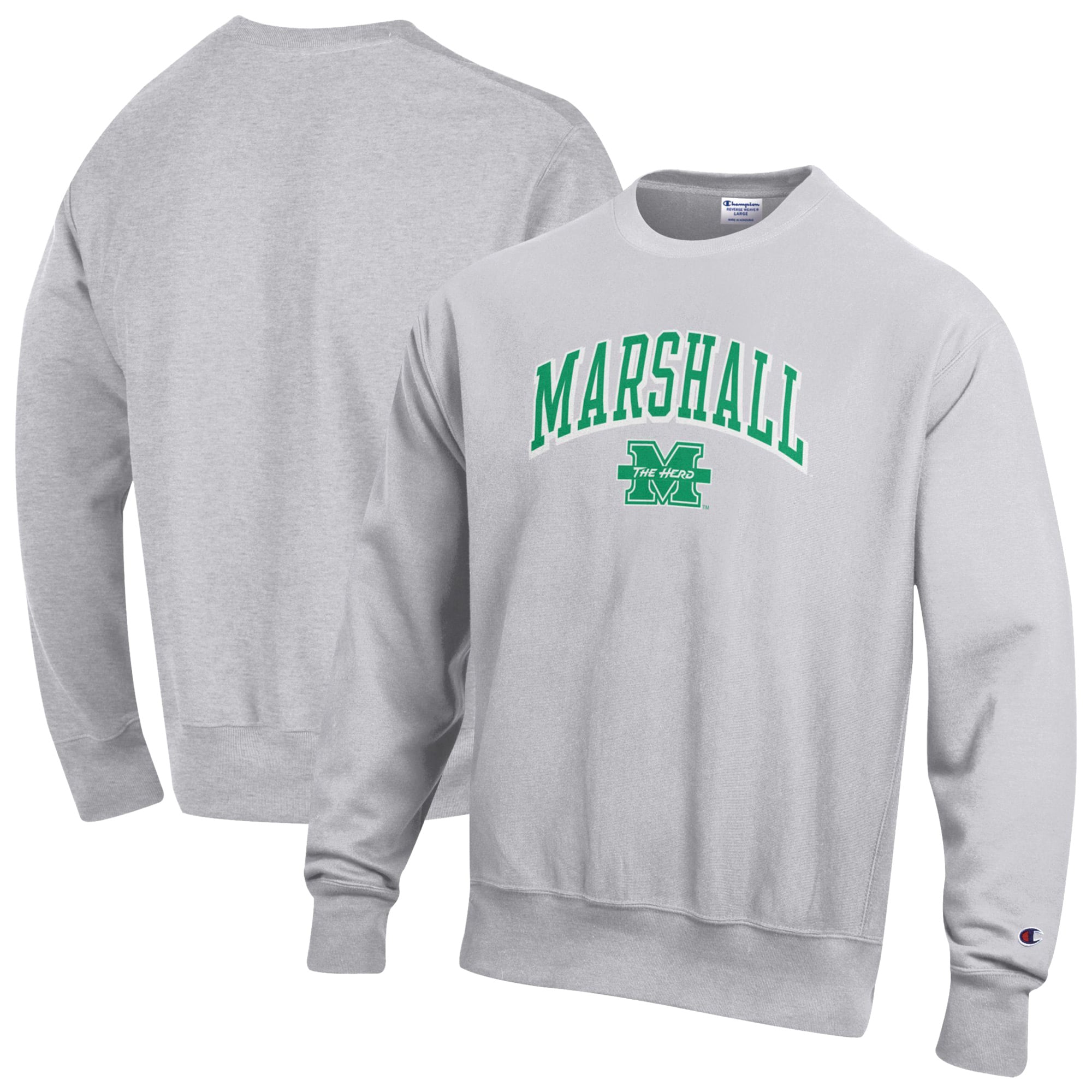 Men's Champion Gray Marshall Thundering Herd Reverse Weave Sweatshirt