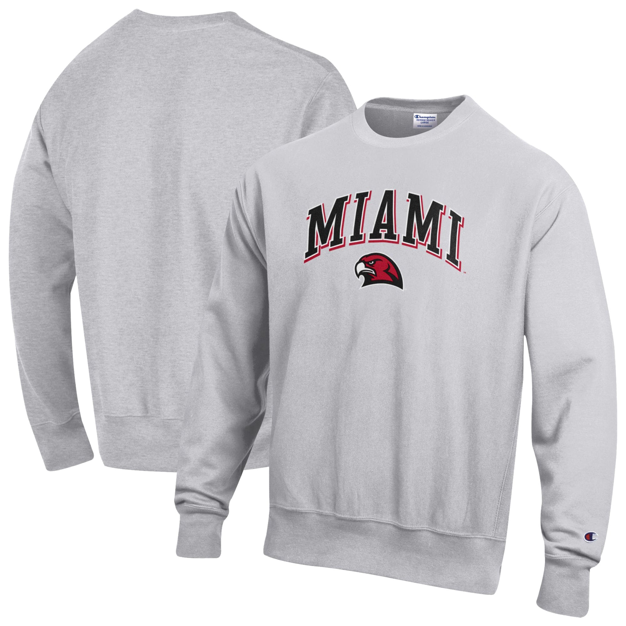 Men's Champion Gray Miami University RedHawks Reverse Weave Sweatshirt