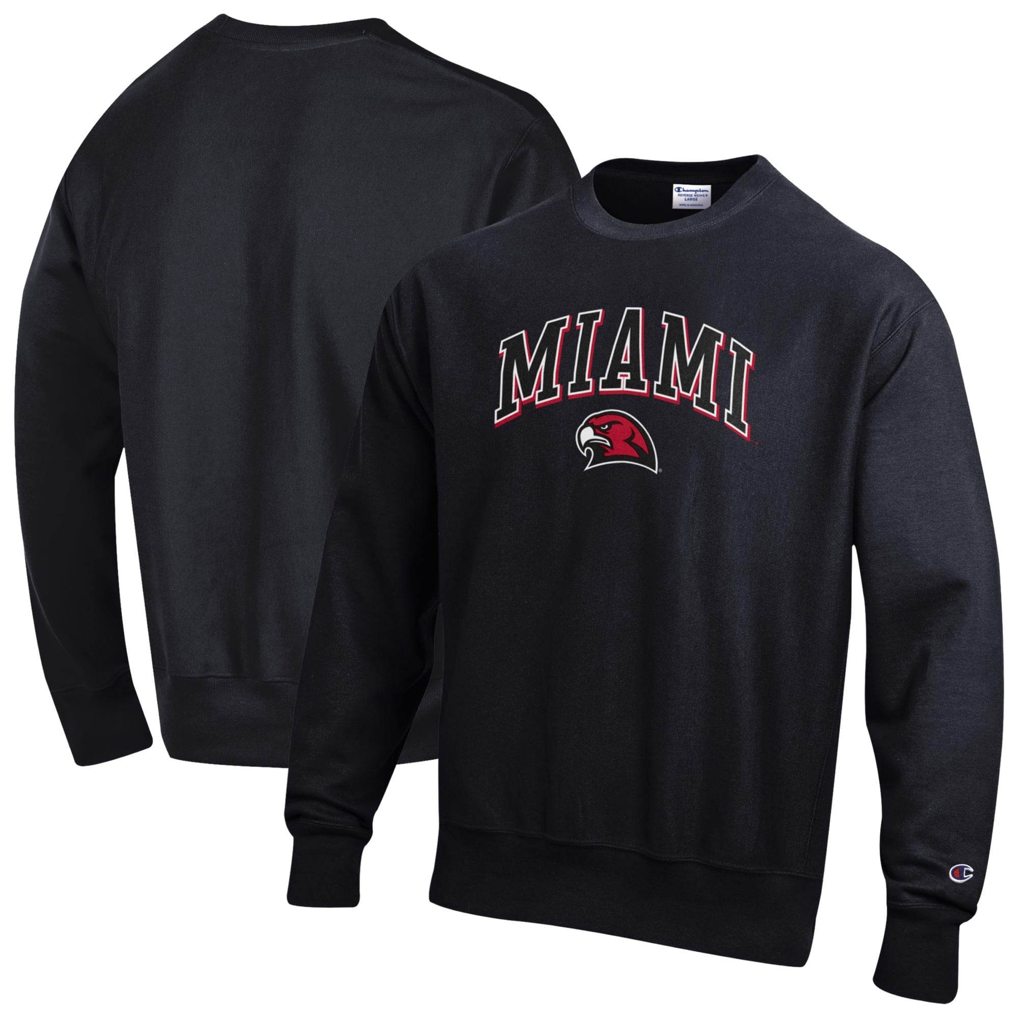Men's Champion Black Miami University RedHawks Reverse Weave Sweatshirt