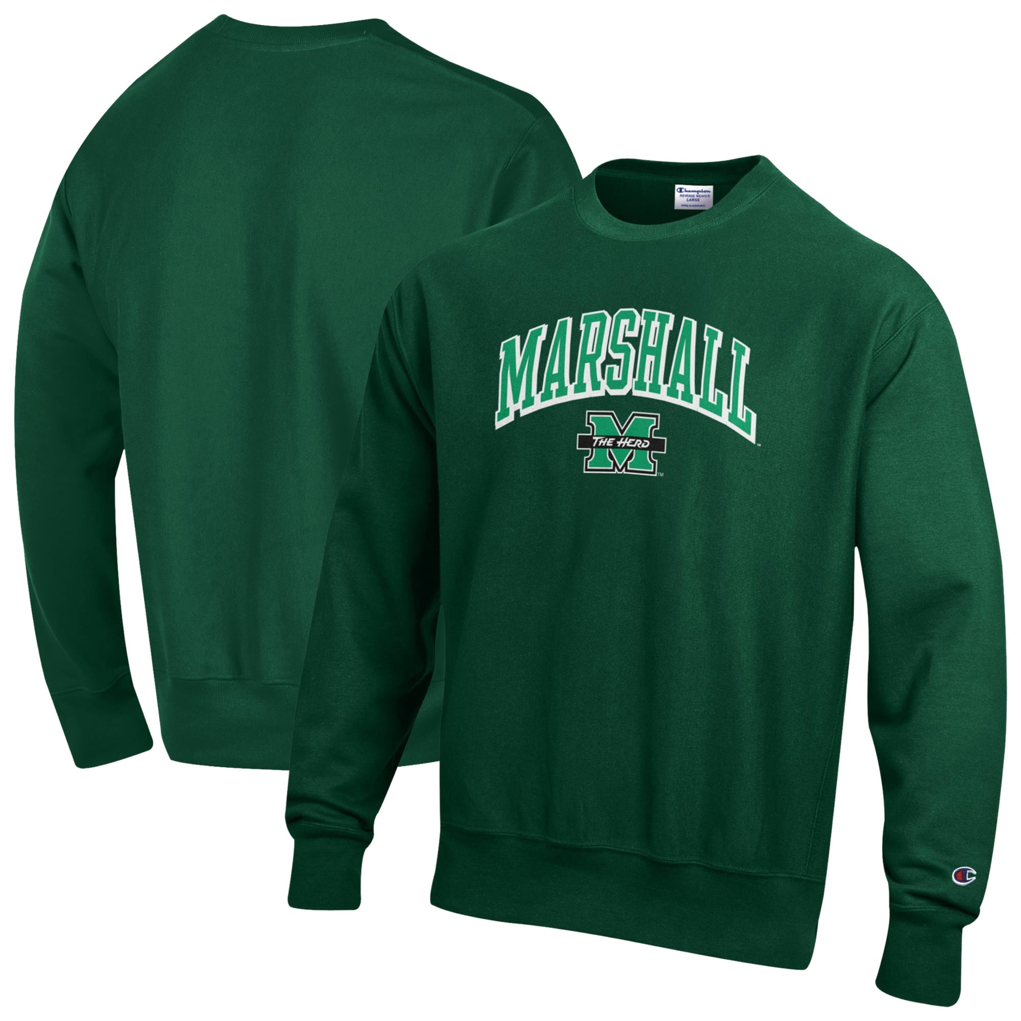 Men's Champion Kelly Green Marshall Thundering Herd Reverse Weave Sweatshirt