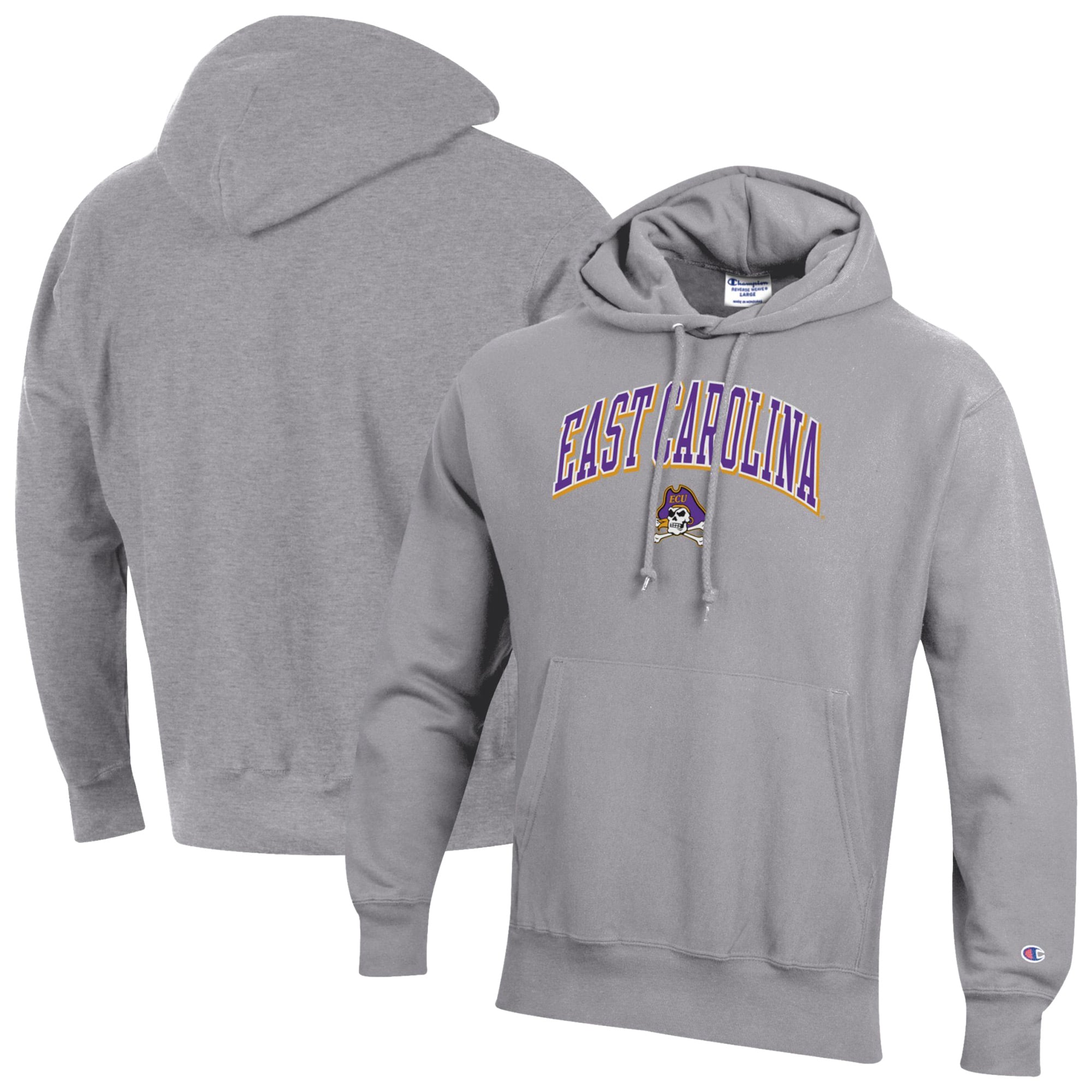 Men's Champion Gray ECU Pirates Reverse Weave Hoodie