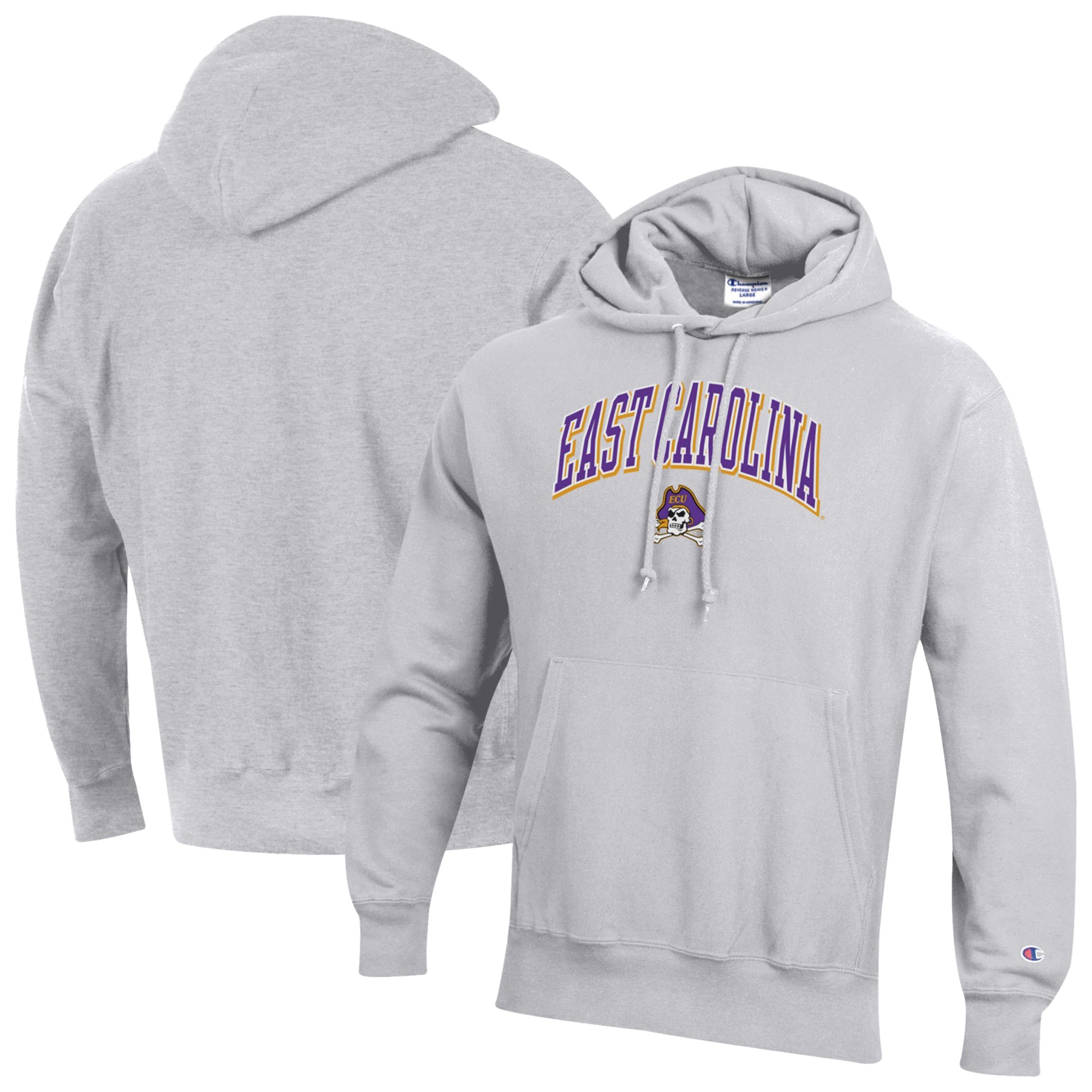 Men's Champion Gray ECU Pirates Reverse Weave Hoodie