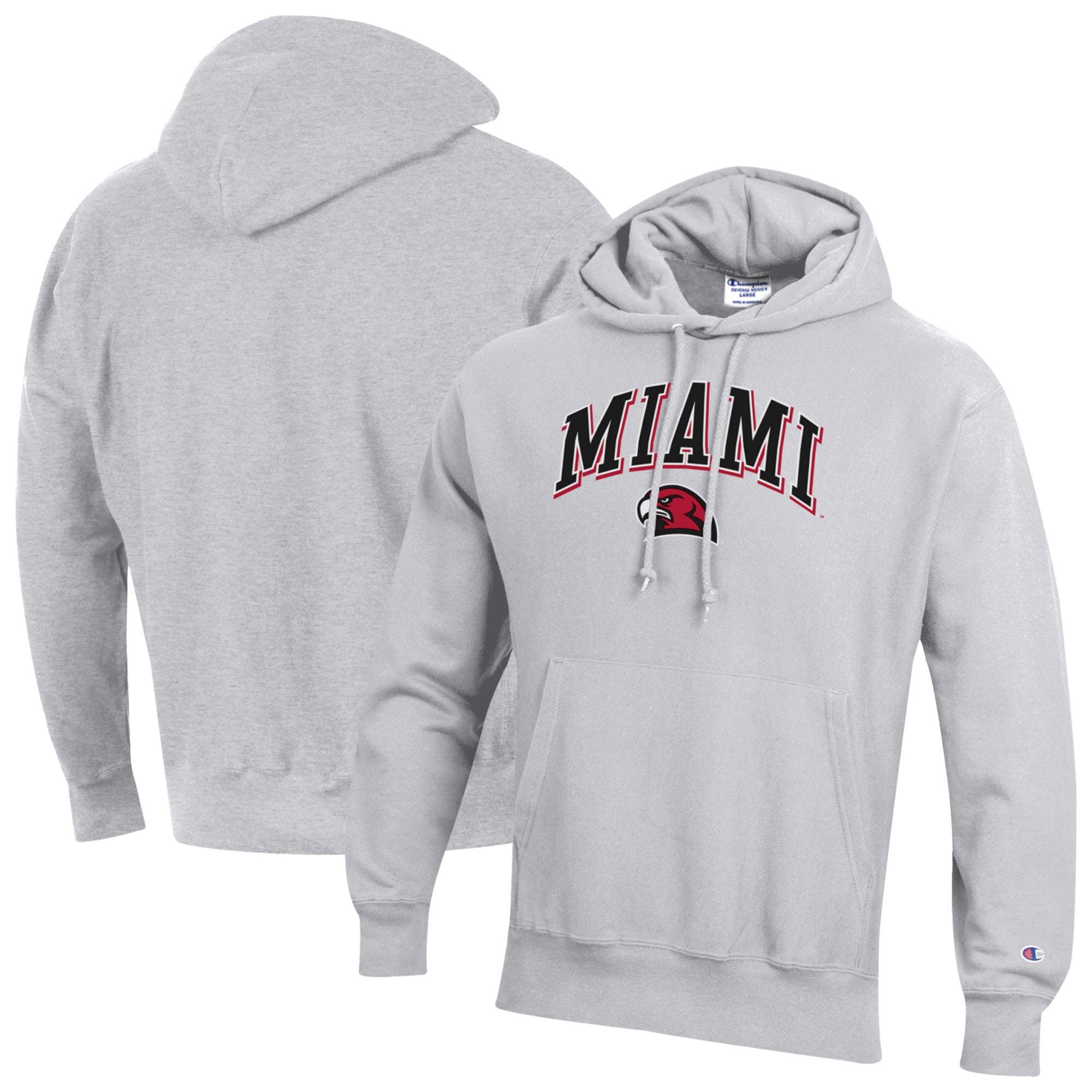 Men's Champion Gray Miami University RedHawks Reverse Weave Hoodie