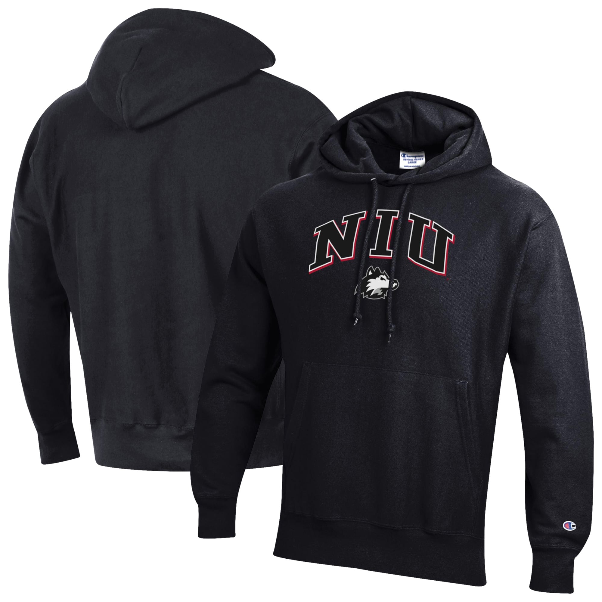 Men's Champion Black Northern Illinois Huskies Reverse Weave Hoodie