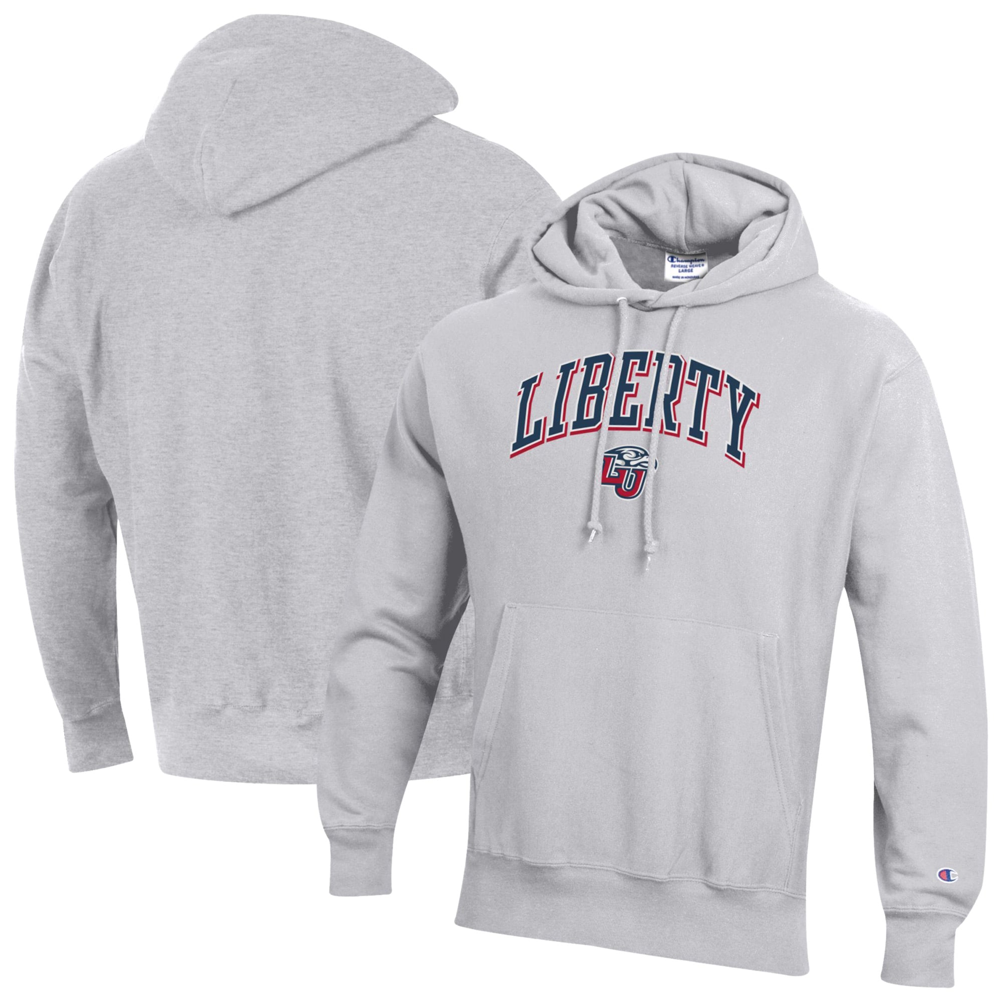 Men's Champion Gray Liberty Flames Reverse Weave Hoodie