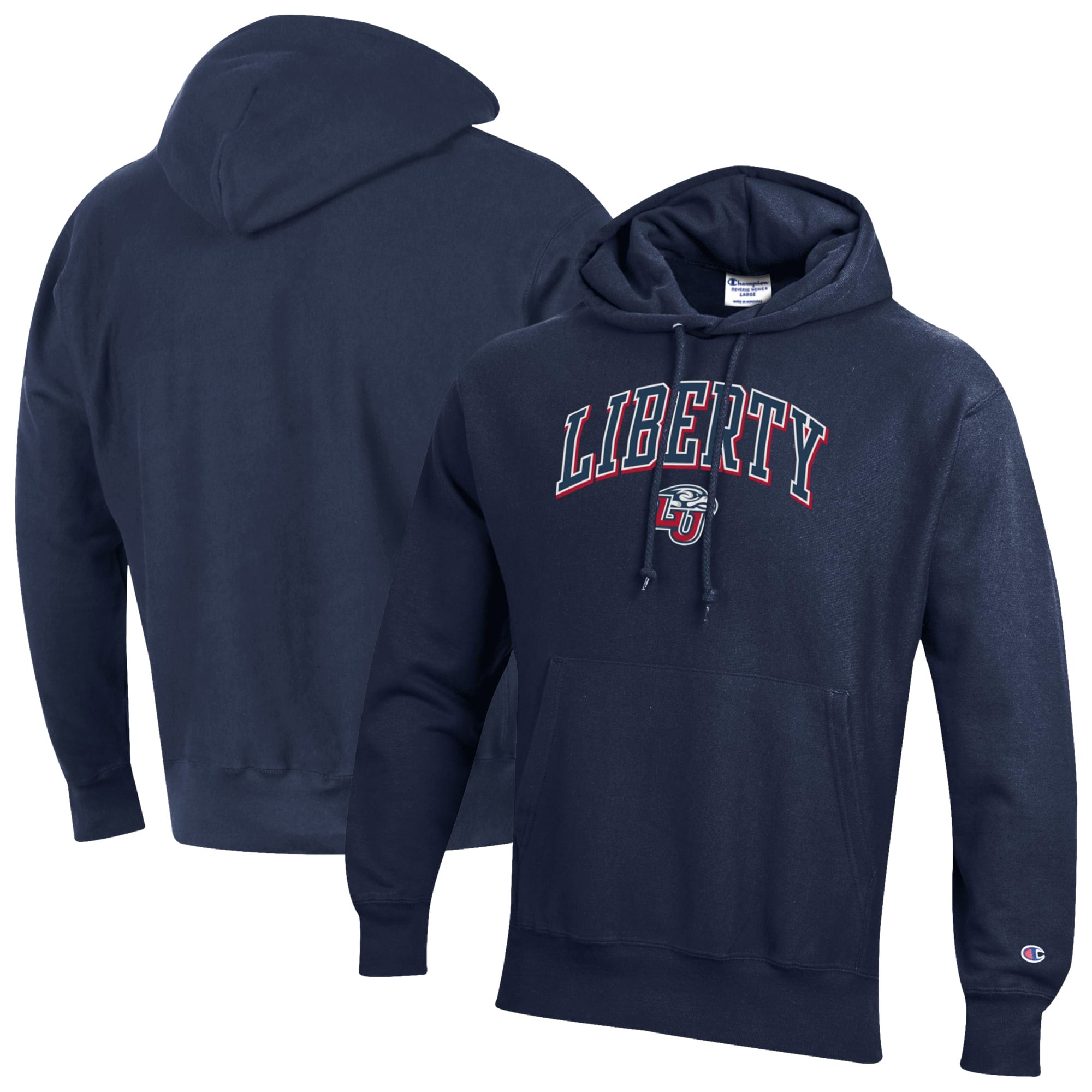 Men's Champion Navy Liberty Flames Reverse Weave Hoodie