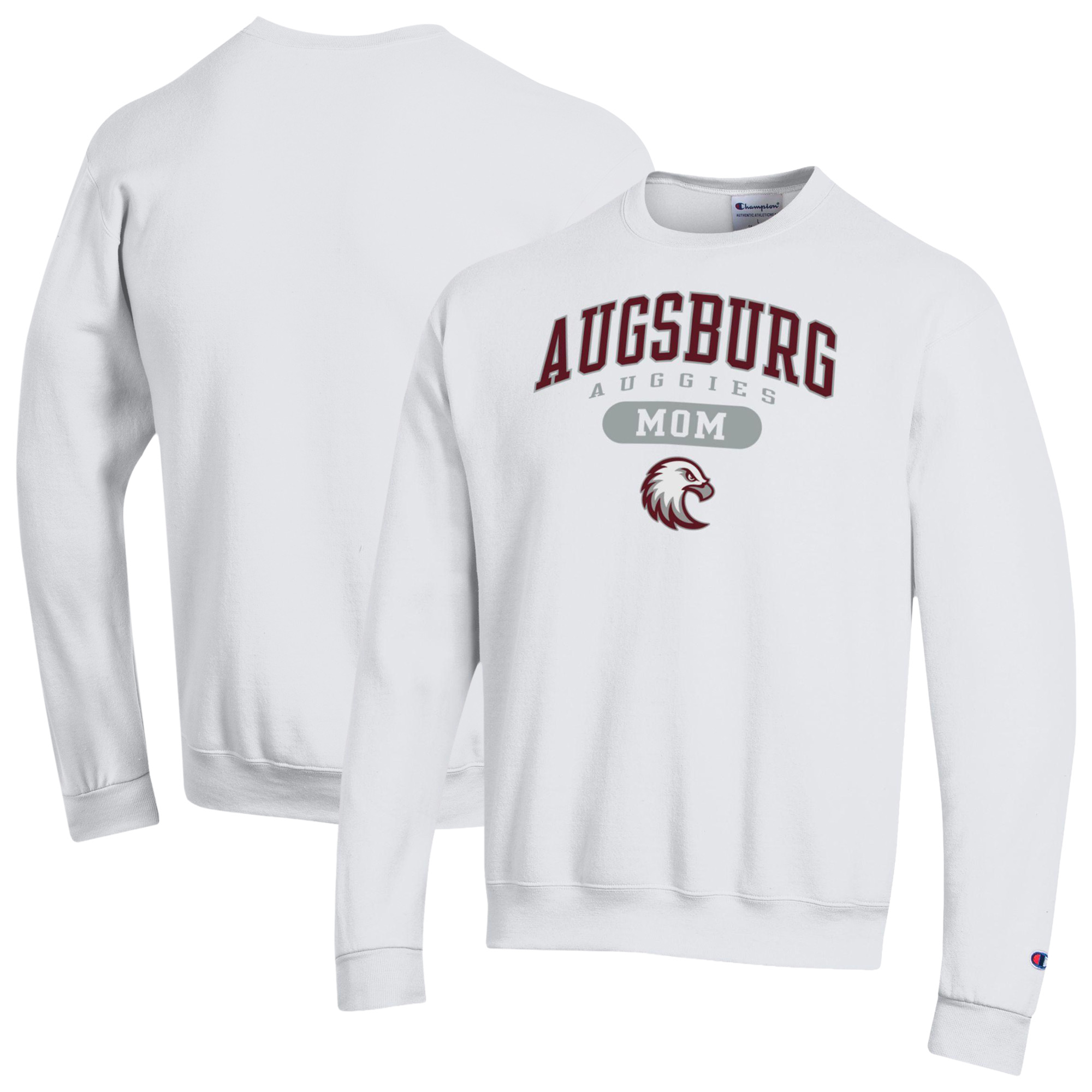 Women’s Champion White Augsburg Auggies Eco Powerblend Mom Pill Box Sweatshirt