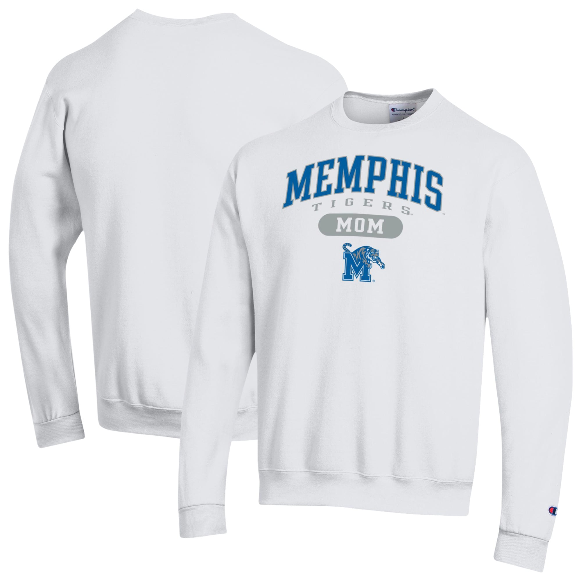 Women's Champion White Memphis Tigers Eco Powerblend Mom Pill Box Sweatshirt