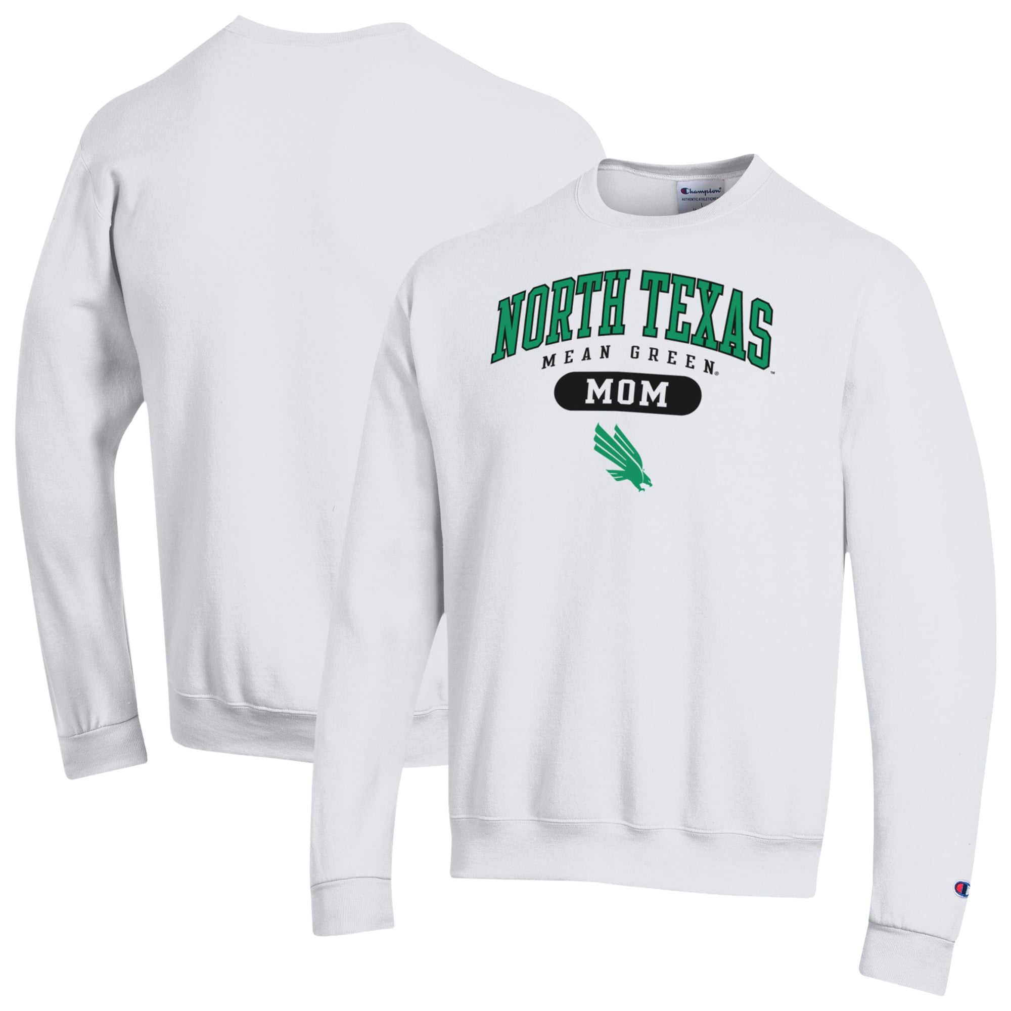 Women's Champion White North Texas Mean Green Eco Powerblend Mom Pill Box Sweatshirt