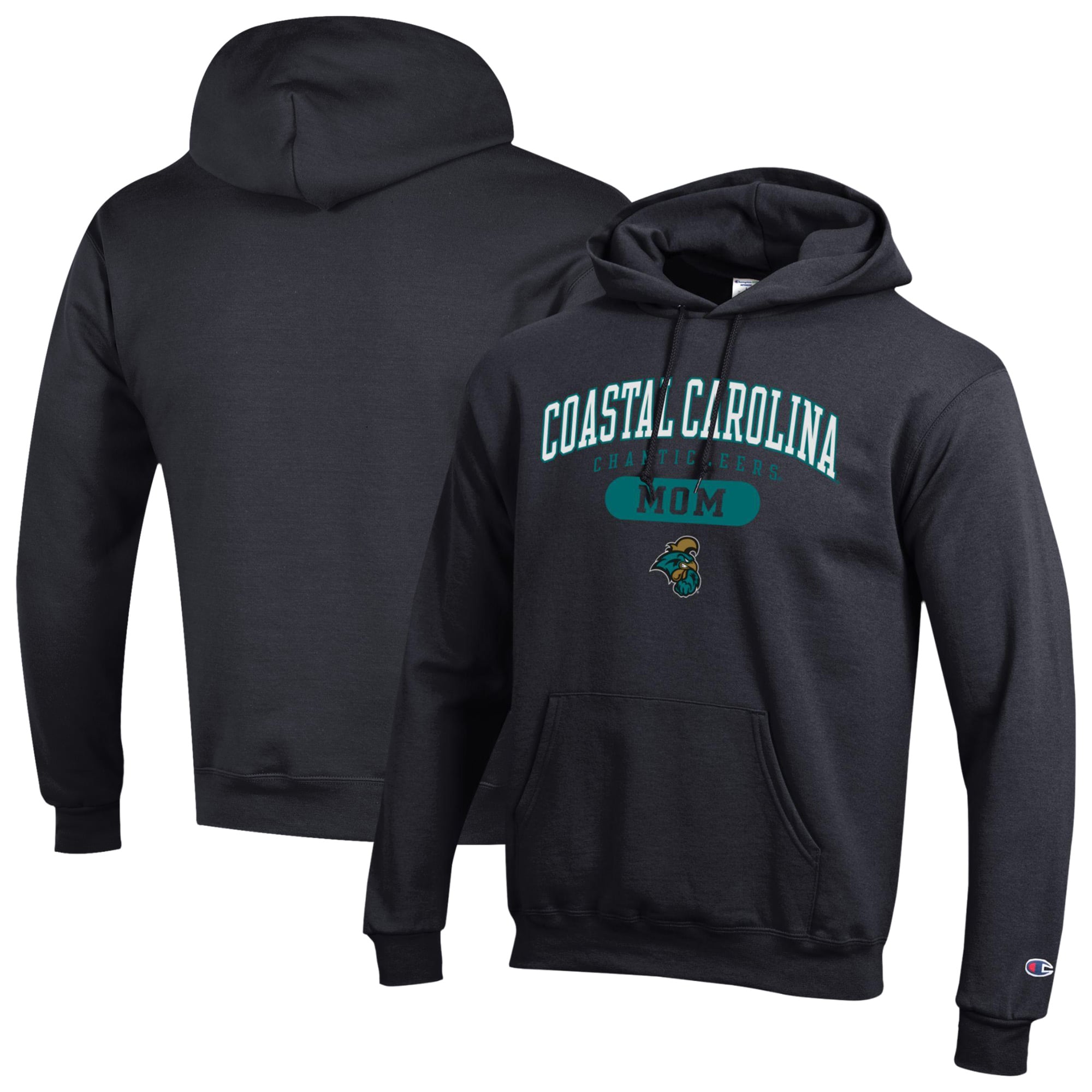Women's Champion Black Coastal Carolina Chanticleers Mom Pill Box Eco Powerblend Hoodie
