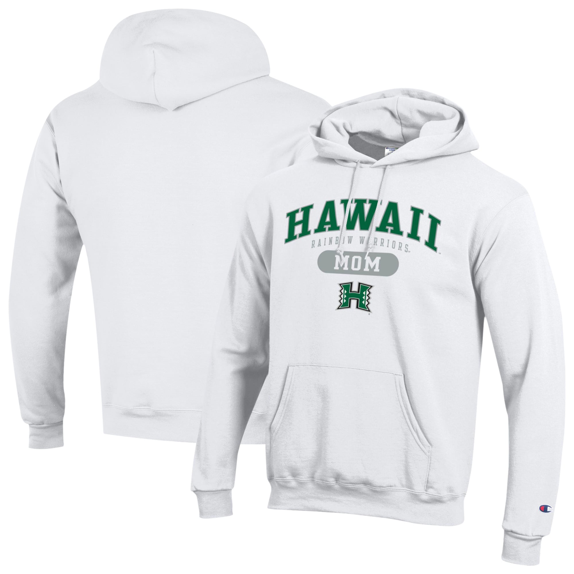 Women's Champion White Hawaii Rainbow Warriors Mom Pill Box Eco Powerblend Hoodie