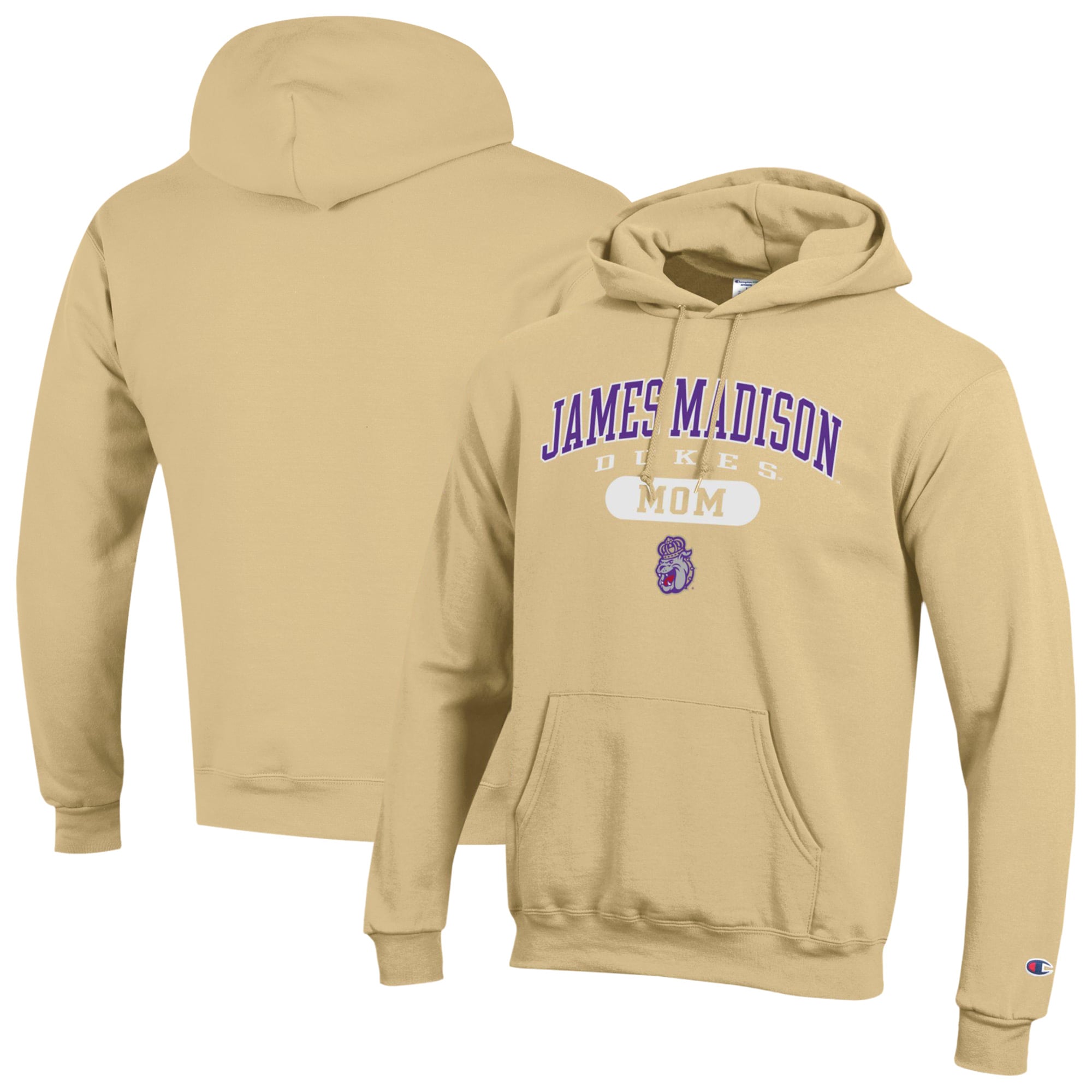 Women's Champion Gold James Madison Dukes Mom Pill Box Eco Powerblend Hoodie
